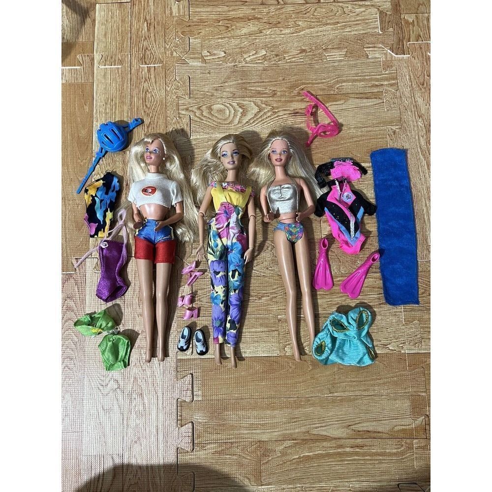 Vintage Mega Barbie Bundle• 3 Blonde Barbies• Ocean Ready! Baywatch Lifeguard!